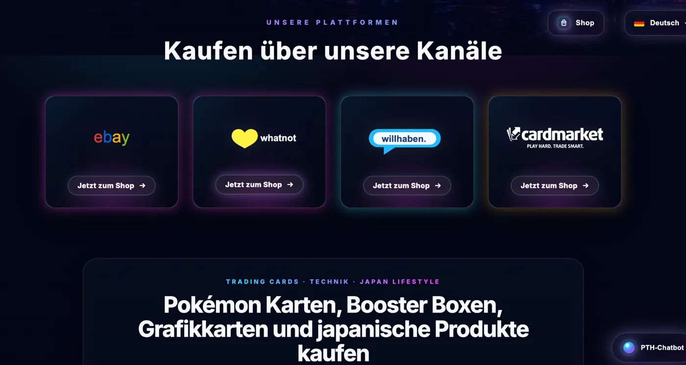 PhilTradeHub Plattformübersicht mit Verlinkungen zu Verkaufsplattformen